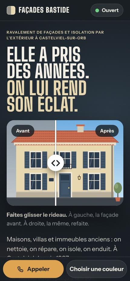 Le même site sur un téléphone.